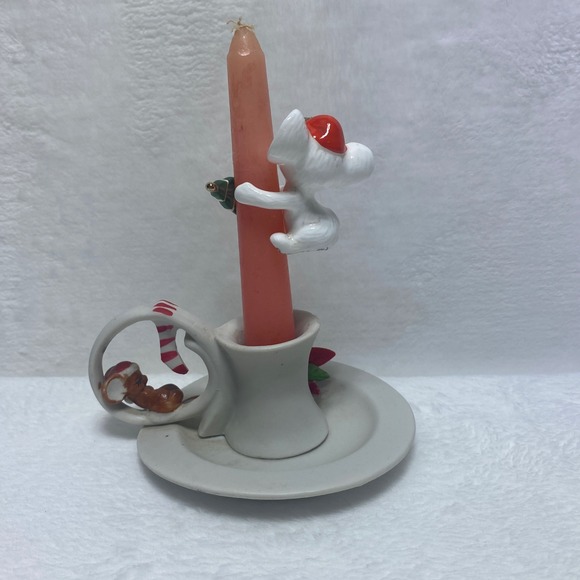 Giftco VTG Night Before Christmas Bone China Mouse Christmas Candle Holder - Picture 6 of 10